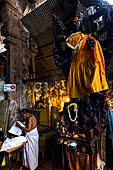 The great Chola temples of Tamil Nadu - the Sri Meenakshi-Sundareshwarar Temple of Madurai.  The image of Kali inside the  Pudu-mandapa.